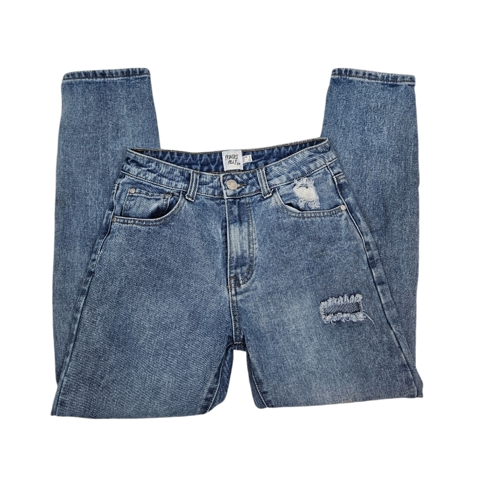 Princess Polly Hayden Knee Rip Jeans Mid Wash Denim Size 4 Women's L44‎